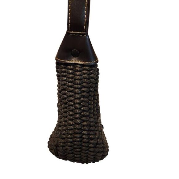 Vintage Liz Claiborne crochet woven cotton mini shoulder bag black brown strap - Picture 3 of 10